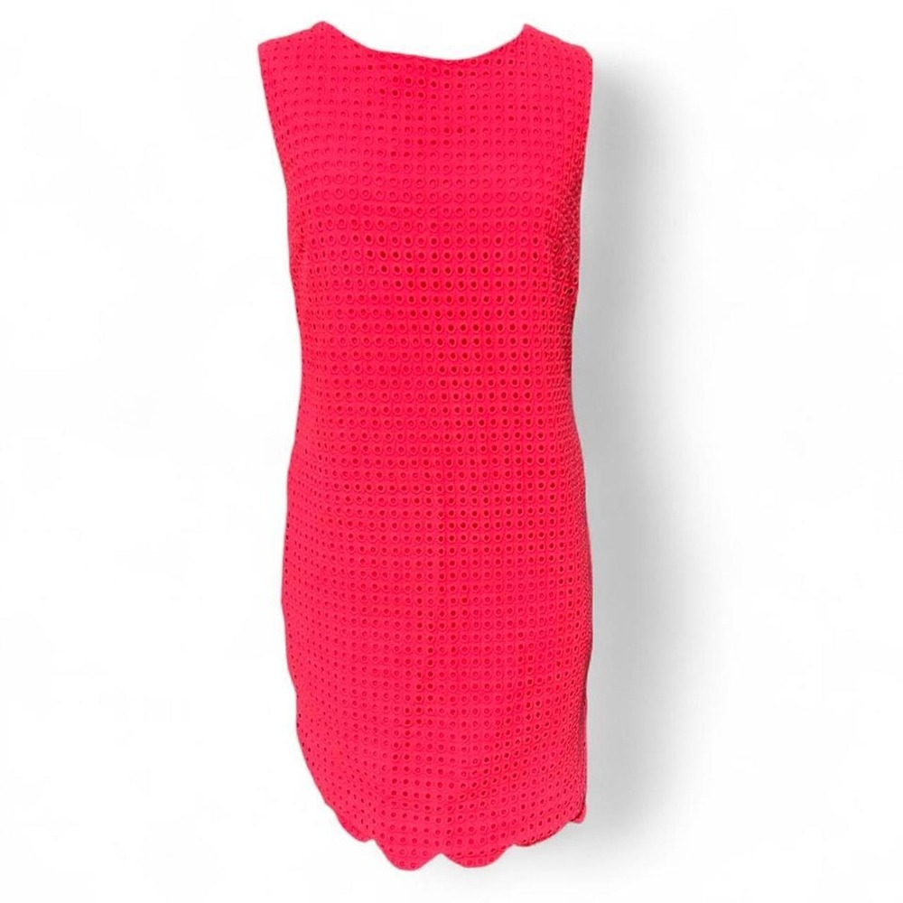 Cynthia Rowley Red Cotton Eyelet Sleeveless Dress With Scallop Hem Size 6